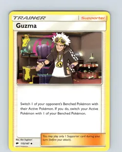 Pokemon TCG Guzma S&M Burning Shadows 115/147 Regular Uncommon Card NM - Image 1
