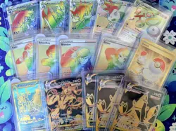 Lot of 15 Gold and Rainbow Pokemon Cards Trainers + Pokemon - Image 2