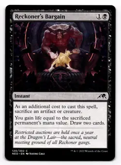 MTG Kamigawa: Neon Dynasty Reckoner's Bargain 120 NM/M - Image 1