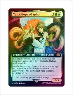 1x Yuna, Hope of Spira, Extended Art Foil, Final Fantasy, Magic MTG NM - Image 1