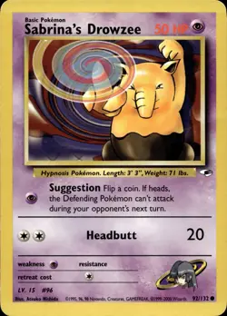 Sabrina's Drowzee 92/132 Common Gym Heroes Multi Item Discount LP - Image 1