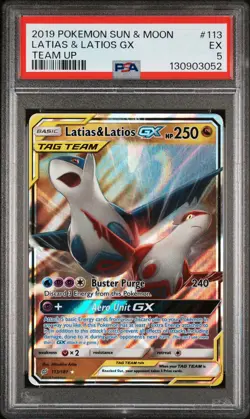 2019 Pokemon Sun & Moon Team Up #113 Latias & Latios Gx Team Up PSA 5 - Image 1