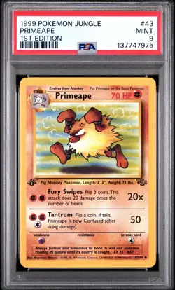 1999 Pokemon Jungle 1st Edition Primeape 43 PSA 9 MINT - Image 1