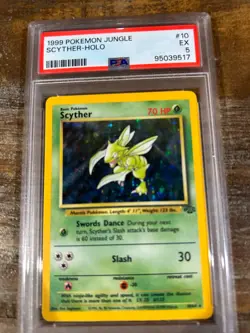 POKEMON 1999 Jungle SCYTHER Holo #10 PSA 5 Excellent RARE - Image 1