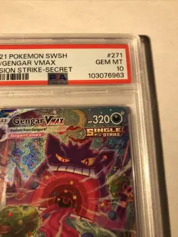 2021 Pokemon SWSH FA/Gengar VMAX - Fusion Strike - Secret PSA 10 - Image 4