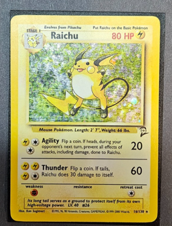 Pokemon TCG Raichu Base Set 2 16/130 Holo Unlimited Holo Rare WOTC SWIRL LP - Image 4