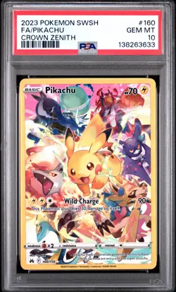 PSA 10 Pikachu Secret Rare Full Art #160/159 Pokemon Crown Zenith - Image 1