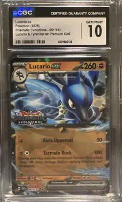 CGC 10 GEM MINT Lucario ex 051/131 Stamp Prismatic Evolutions Premium Collection - Image 1