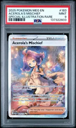 Pokemon TCG Mega Evolution Acerola’s Mischief 183/132 SIR PSA 9 English - Image 1