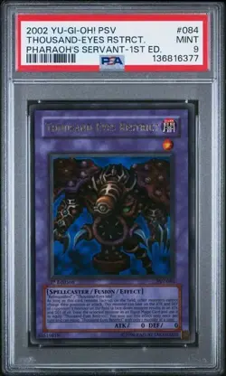 PSA 9 MINT Thousand-Eyes Restrict Pharaoh's Servant 1st Edition Yugioh PSV-084 - Image 1
