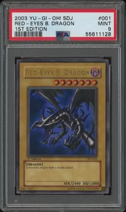 PSA 9 2003 Yu-Gi-Oh! 1st Edition Red-Eyes Black Dragon SDJ-001 - Image 1