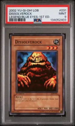 2002 YU-GI-OH! LOB-LEGEND OF BLUE EYES WHITE DRAGON 1ST ED DISSOLVEROCK PSA 9 - Image 1