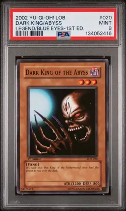 2002 YU-GI-OH! LOB-LEGEND OF BLUE EYES WHITE DRAGON DARK KING OF THE ABYSS PSA 9 - Image 1