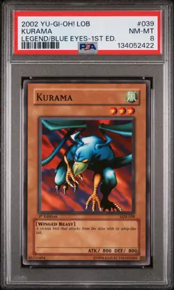 2002 YU-GI-OH! LOB-LEGEND OF BLUE EYES WHITE DRAGON 1ST ED #039 KURAMA PSA 8 - Image 1