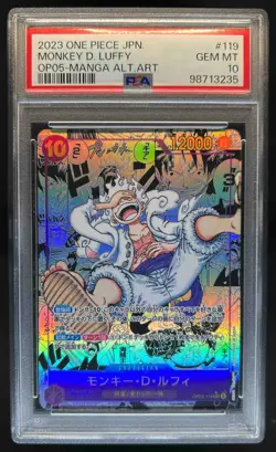 2023 One Piece Japanese Monkey D. Luffy Manga Alt Art #OP05-119 PSA 10 GEM MINT - Image 1