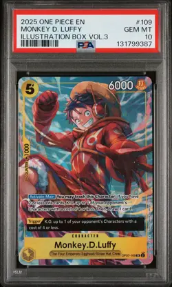 2025 ONE PIECE PROMOS ILLUSTRATION BOX VOL.3 #109 MONKEY D. LUFFY PSA 10 - Image 1