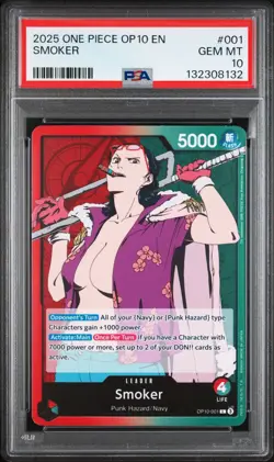 2025 One Piece OP 10 EN Smoker #001 PSA 10 GEM MINT - Image 1