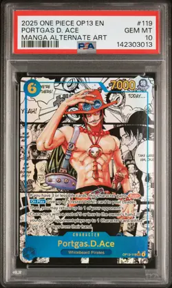 2025 ONE PIECE MANGA ALTERNATE ART OP13-119 PORTGAS D. ACE PSA 10 - Image 1