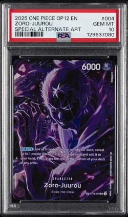 2025 ONE PIECE OP12-LEGACY OF THE MASTER #004 ZORO-JUUROU PSA 10 - Image 1