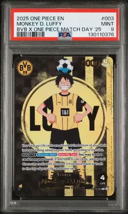 2025 ONE PIECE PROMOS BVB X ONE PIECE MATCH DAY 2025 #003 MONKEY D. LUFFY PSA 9 - Image 1