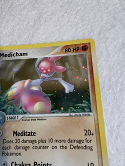 2004 Pokemon MEDICHAM Ex Hidden Legends REVERSE HOLO Foil Rare Set Card 10/101 - Image 4