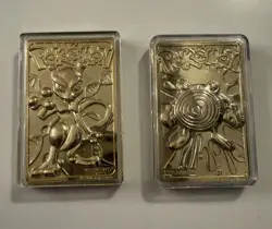 Pokemon MewTwo Poliwhirl 23K Gold Plated Trading card Burger King. 1 W/COA - Image 1