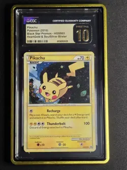 Pikachu HGSS03 Holo Black Star Promo CGC PRISTINE 10 SWIRL Pokemon Card 2010 - Image 1