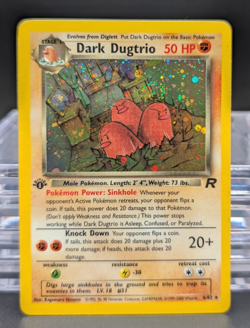 Pokemon 1st Edition Dark Dugtrio 6/82 Team Rocket TCG Rare Holo Card SWIRL !! - Image 1