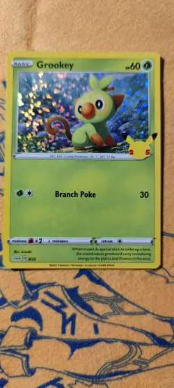 Grookey 8/25 McDonalds 25th Anniversary Promo 2021 HOLOFOIL Pokemon Card NM - Image 1