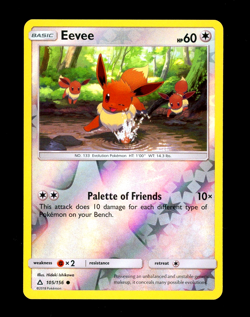 2018 Pokemon EEVEE Ultra Prism REVERSE HOLO Foil Sun & Moon Set Card 105/156 NM+ - Image 1