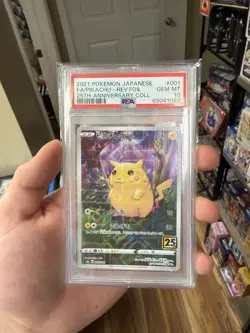 PSA 10 Pikachu Reverse Holo 001/028 S8a 25th Anniversary Japanese Pokemon Card - Image 1