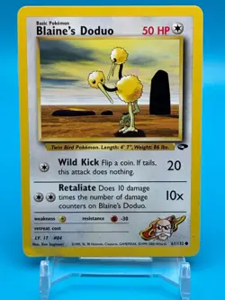 Blaine's Doduo Pokemon Card - Gym Challenge Set 061/132 - LP Vintage 2000 TCG - Image 1