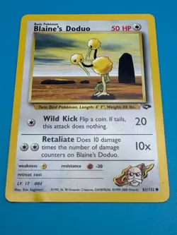 Blaine's Doduo Pokemon Card - Gym Challenge Set 061/132 - LP Vintage 2000 TCG - Image 3