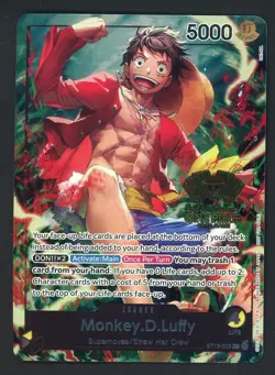 One Piece Monkey D Luffy 2nd Anniversary WINNER Card Gold Foil English ST13-003 - Image 1