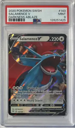 2020 Pokemon Sword & Shield Darkness Ablaze # 143 Salamence V PSA 9 Card MINT - Image 1