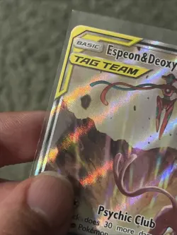 Pokemon TCG Espeon & Deoxys GX SM240 Black Star Promo Full Art Holo Card - Image 2