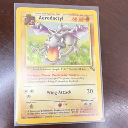Aerodactyl Fossil Holo 1/62 Vintage Pokemon Card WotC 1999 - Image 1