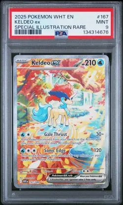2025 POKEMON WHT EN-WHITE FLARE SPECIAL ILLUSTRATION RARE #167 KELDEO EX PSA 9 - Image 1