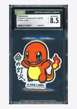 Pokemon CGC 8.5 Charmander B-Side Label 2018 Pokemon Stickers Pt.1 Japanese - Image 1