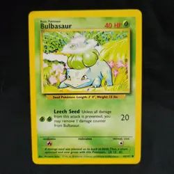 Bulbasaur 44/102 Base Set Unlimited Vintage WOTC Pokemon Card NM - Image 1