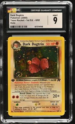 DARK DUGTRIO Team Rocket 1st Edition Holo Rare #6 CGC 9 Vintage Pokemon - Image 1