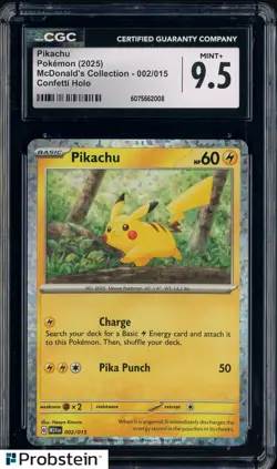 2025 Pokemon McDonald's Collection Confetti Holo #002/015 Pikachu CGC 9.5 MINT+ - Image 1
