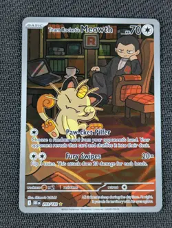 Team Rocket's Meowth Pokemon Destined Rivals 203/182 Illustration Rare Holo - Image 1