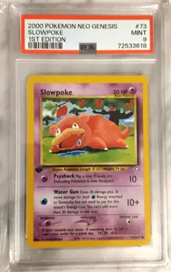 2000 Pokemon Neo Genesis Slowpoke 73 1st Edition PSA 9 MINT WotC Vintage Komiya - Image 1
