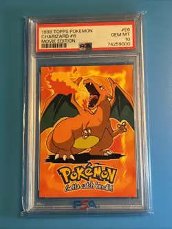1999 Topps Charizard PSA 10 Pokemon #6 Movie Edition #E6 Gem Mint - Image 1