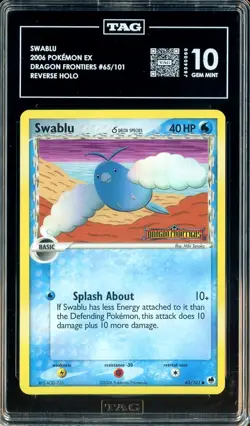 2006 Pokemon Ex Dragon Frontiers #65/101 Swablu Reverse Holo TAG 10 GEM MINT - Image 1