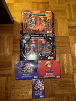 One Piece OP 13 14 Booster Boxes UNSEALED Lot Illustration Box Vol 5 6 Double - Image 1