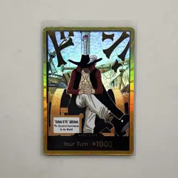 One Piece OP14 Azure Sea’s Seven English DON!! Card Dracule Mihawk Gold - Image 1