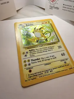 Pokemon TCG Base Set Raichu Holo Card 14/102 Unlimited Holo Rare - Image 2