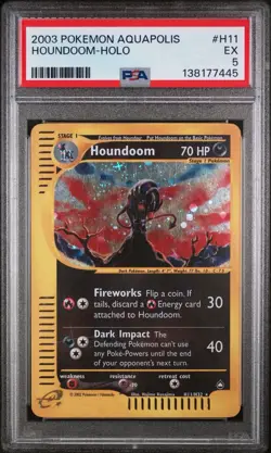 Pokemon TCG Houndoom 🔥 Aquapolis H11/H32 Holo Card Rare 2003 E-Reader Vintage - Image 1